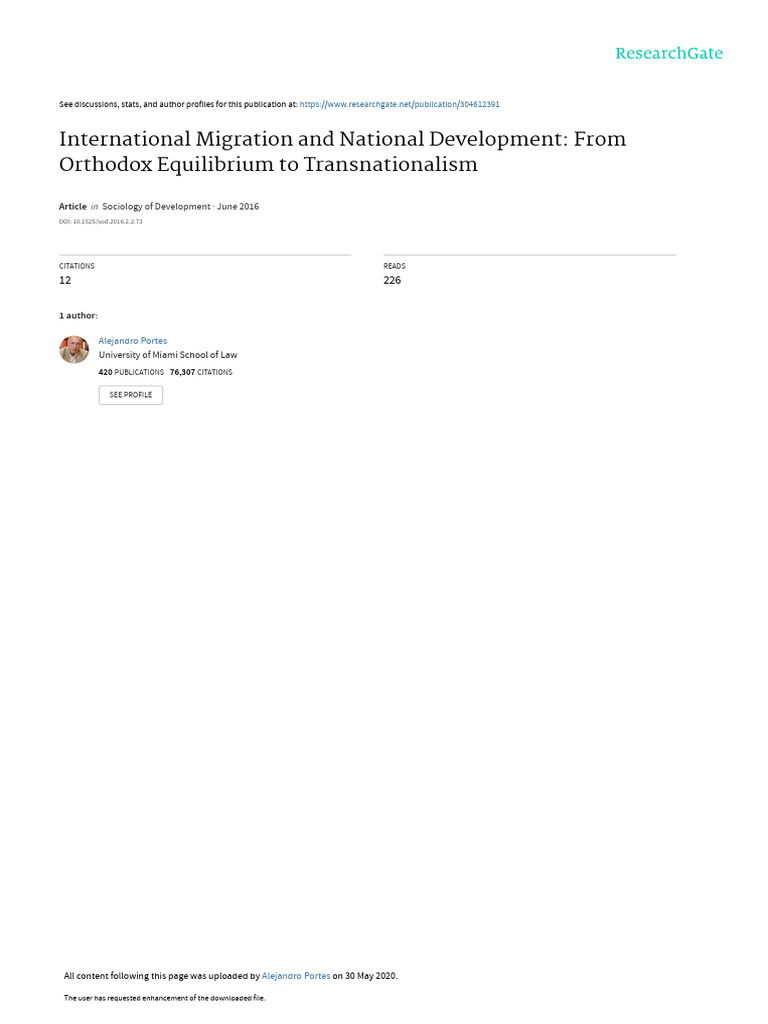 Migration and Development: Transnationalism Insights | PDF | Human ...