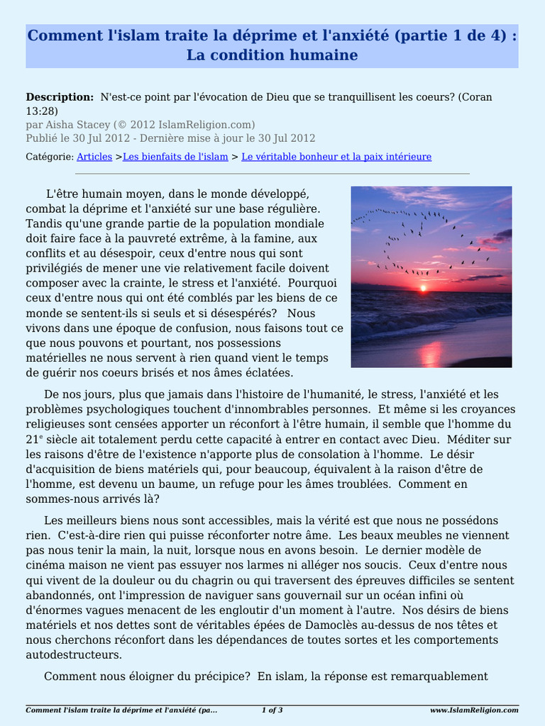 How islam deals with sadness and worry part 1 of 4 3516 fr pdf