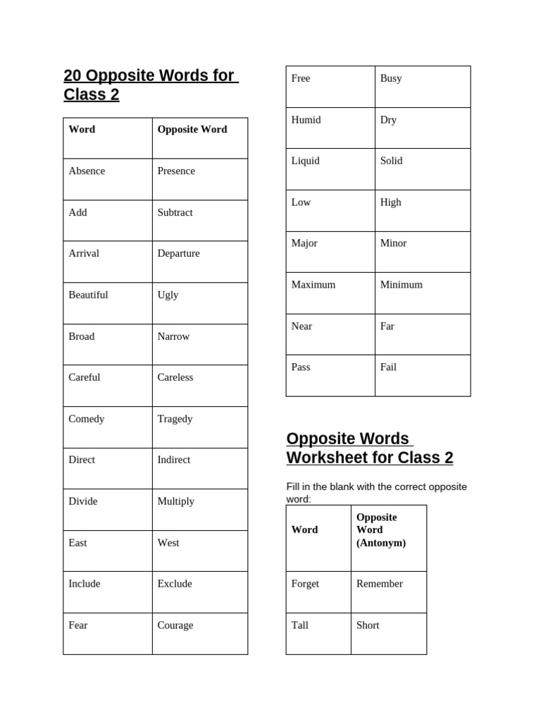 20-opposite-words-for-class-2-pdf-linguistics-languages