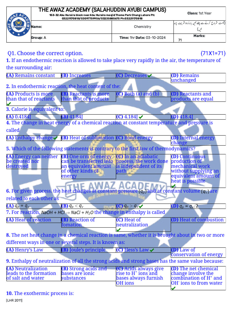 1st Year-Chemistry-11th Chemistry Chapter 07 | PDF