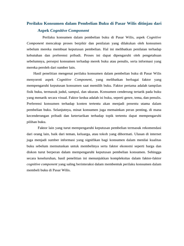 Perilaku Konsumen Dalam Pembelian Buku Di Pasar Wilis Ditinjau Dari ...