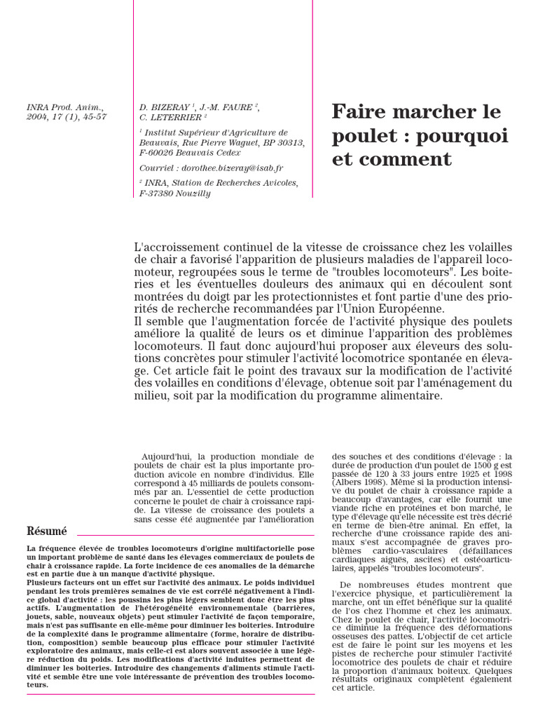 Faire Marcher Le Poulet Pourquoiet CMNT | PDF