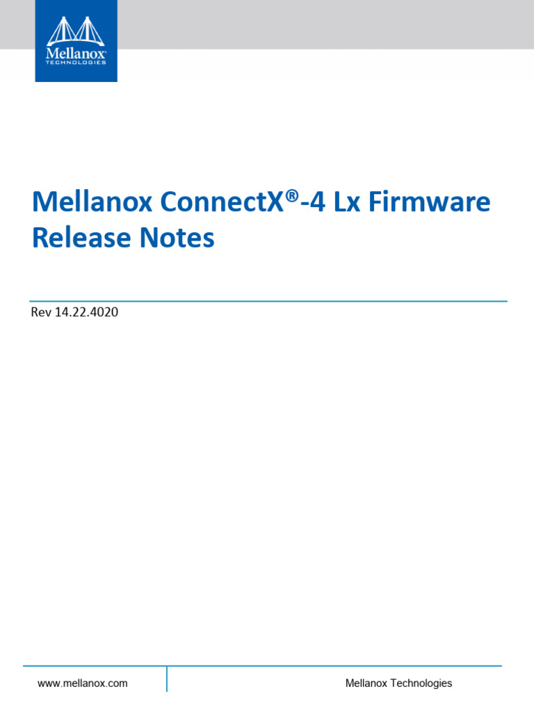 ConnectX4Lx-Firmware Release Notes 14 22 4020 | PDF
