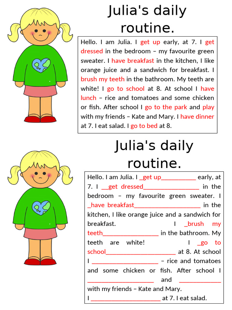 julias-daily-routine-information-gap-activities-reading-comprehension-e ...