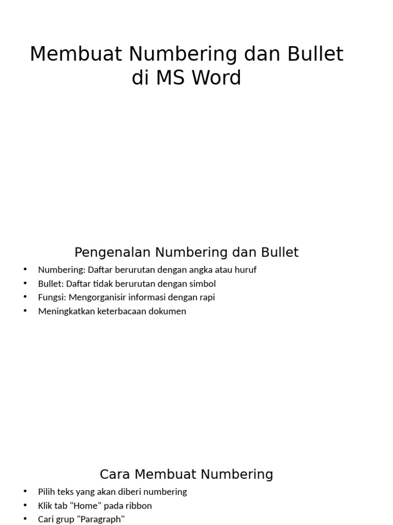 Membuat Numbering Dan Bullet Di MS Word | PDF
