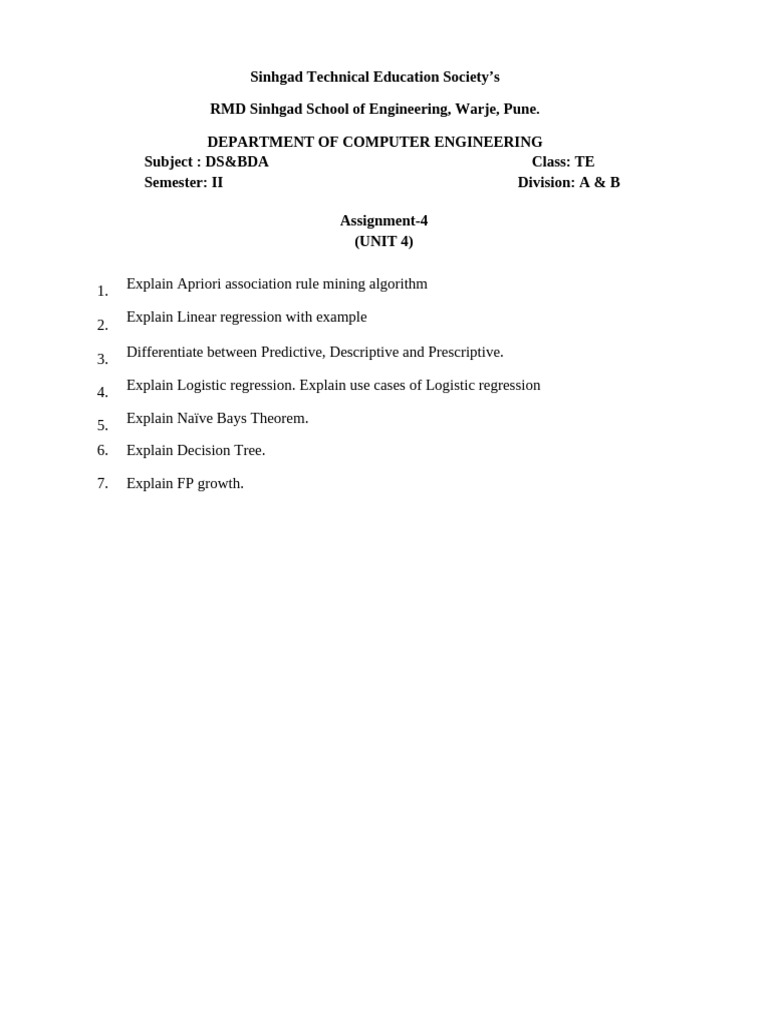 DSBDA Unit 4 Assignment | PDF