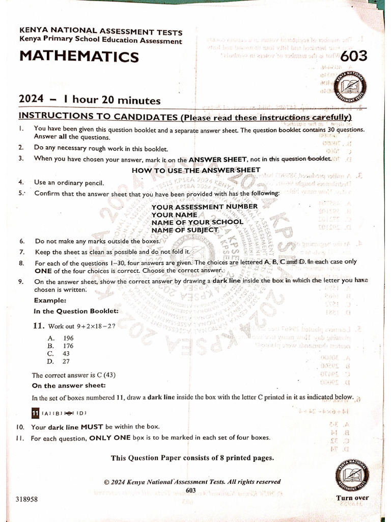 Maths Kpsea Knat | PDF