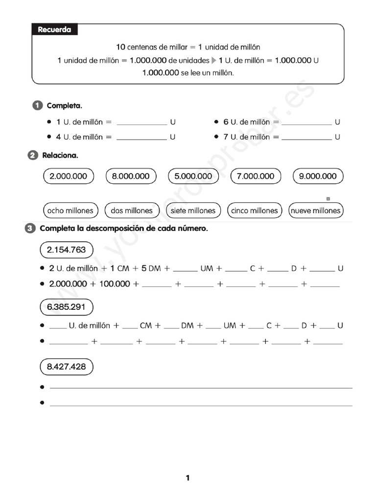 REPASO TEMA 1 MATES Quinto Primaria | PDF