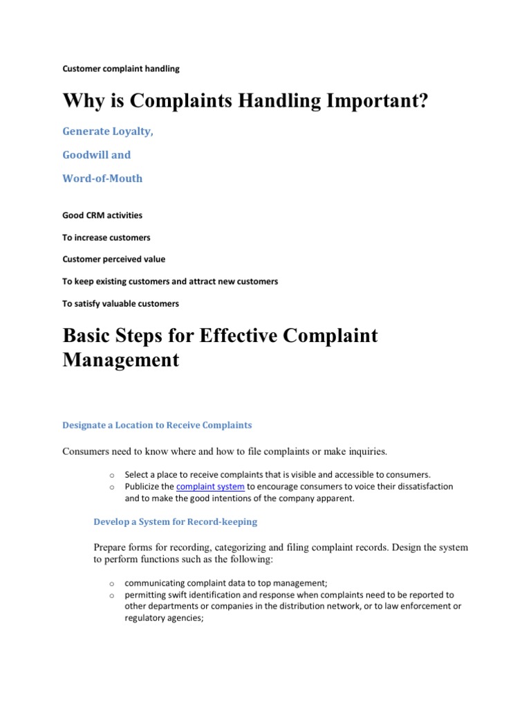 Customer Complaint Handling | PDF