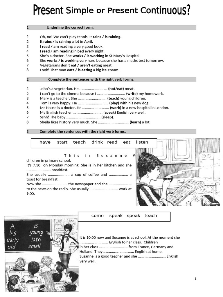 Present Simple Or Present Continuous Practice 3 Pdf