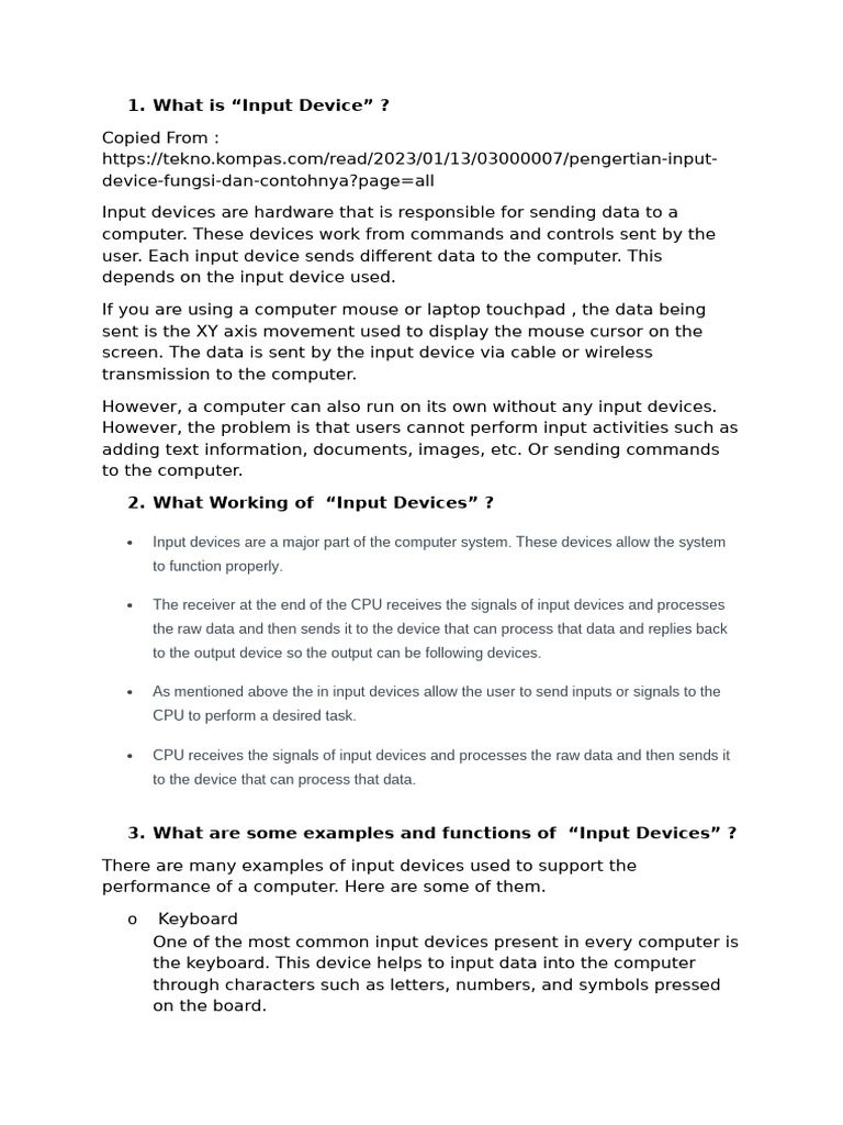 Input Device | PDF