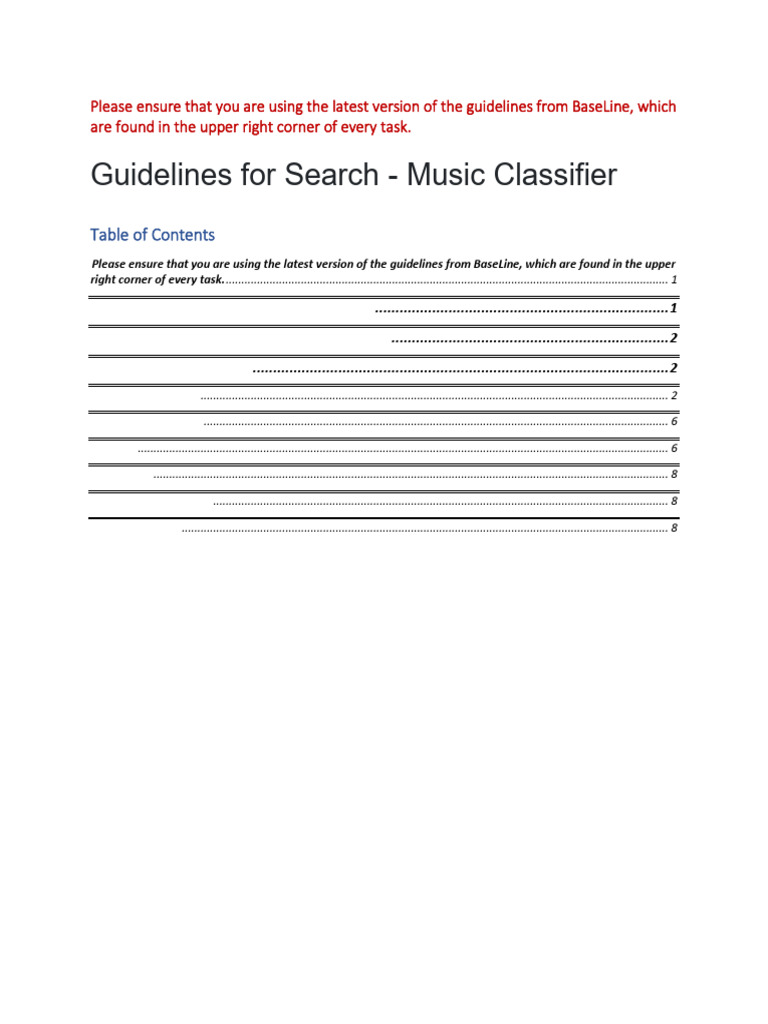 Guidelines For Search - Music Classifier | PDF