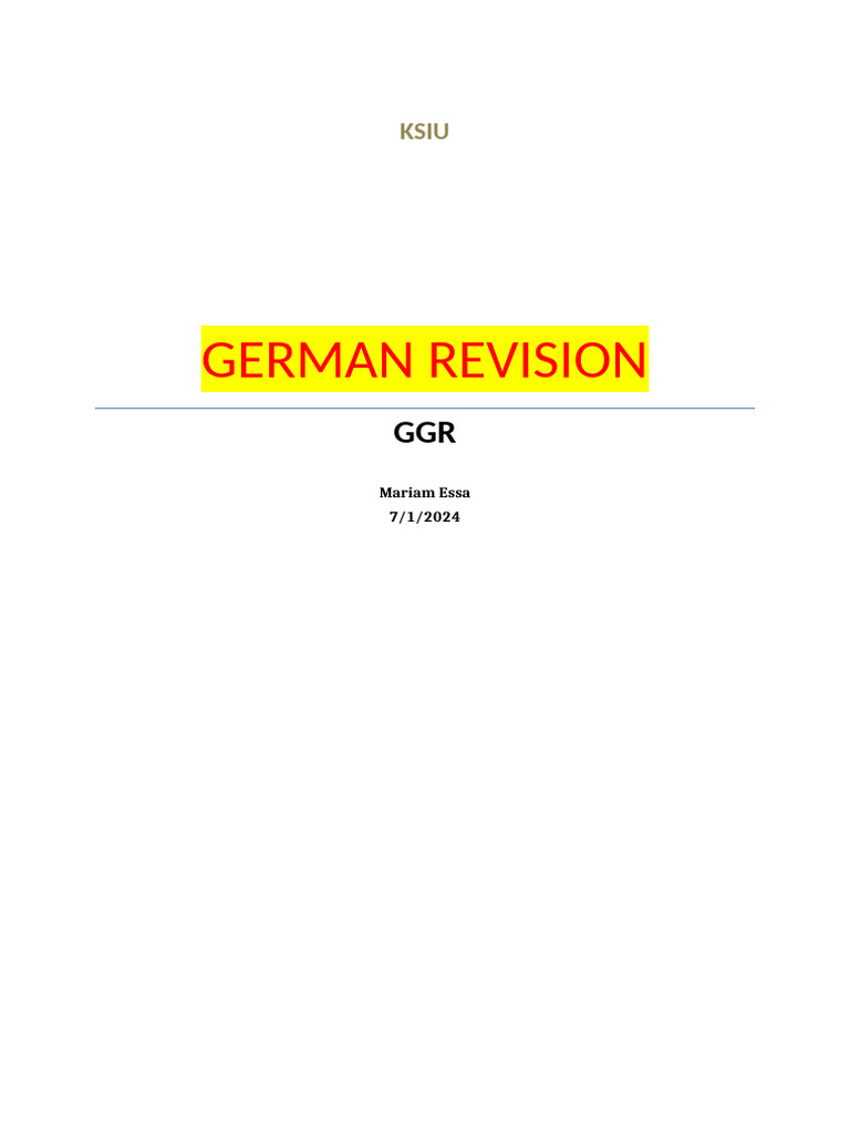 German Revision (1) - 1 | PDF