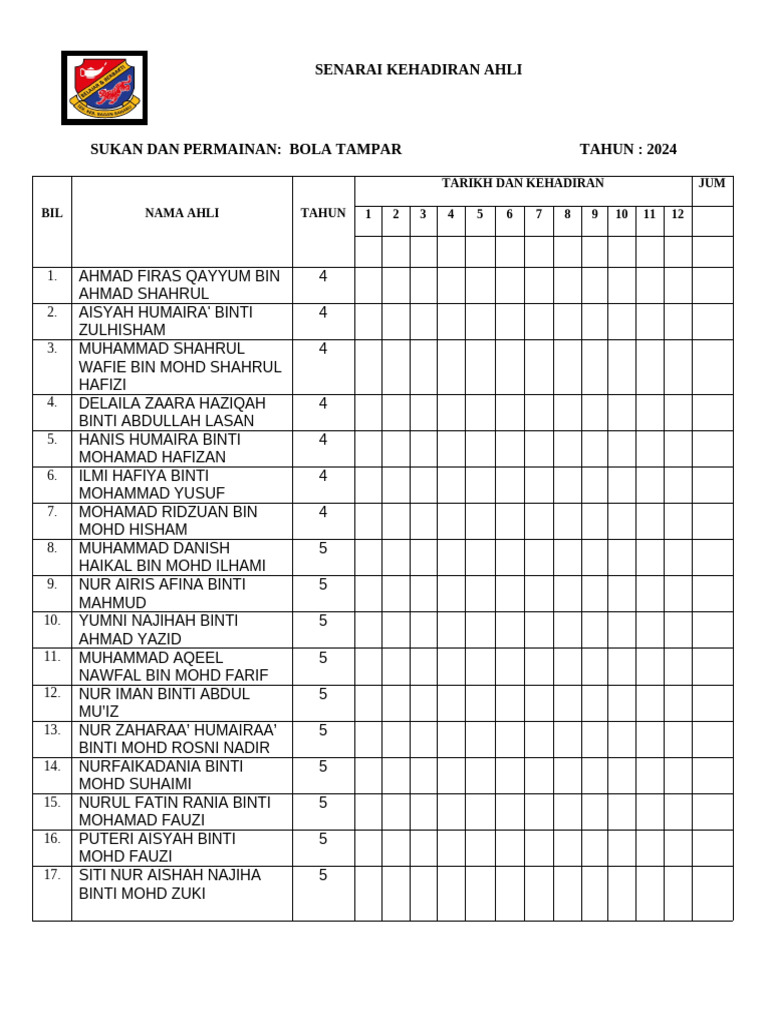 Senarai Nama Kelab Persatuan 2024 | PDF
