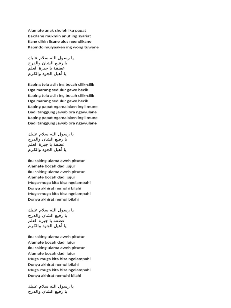 Alamate Anak Sholeh Papar Hidayatulloh | PDF