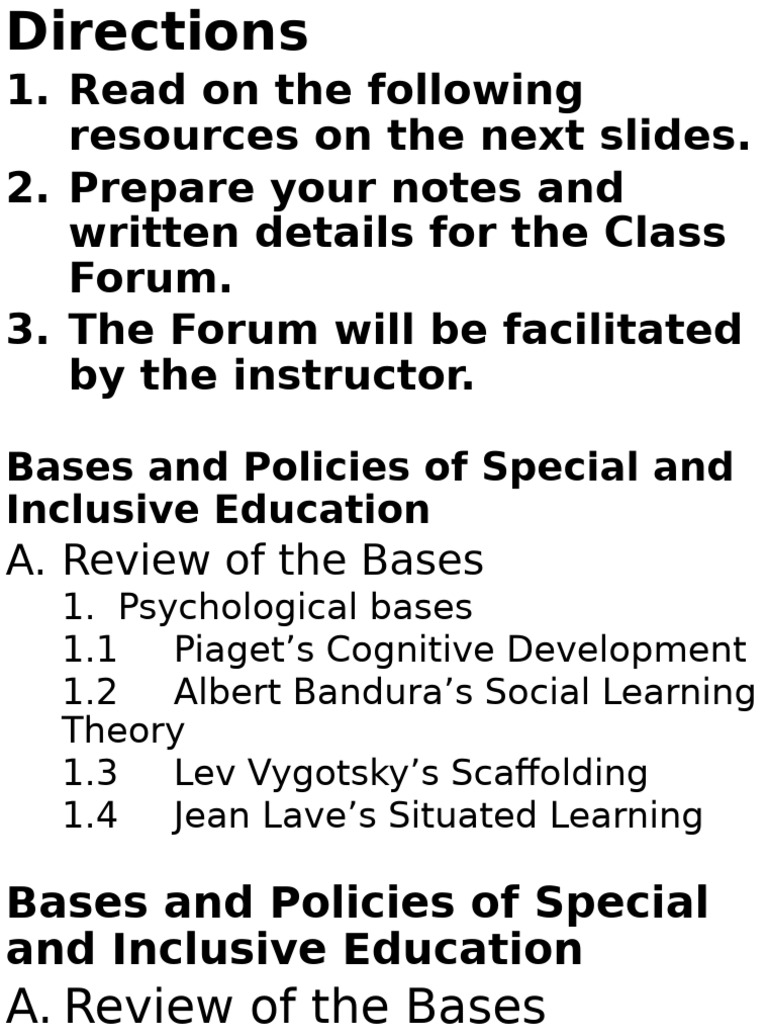 Special Education Policy Overview | PDF | Psychological Concepts ...