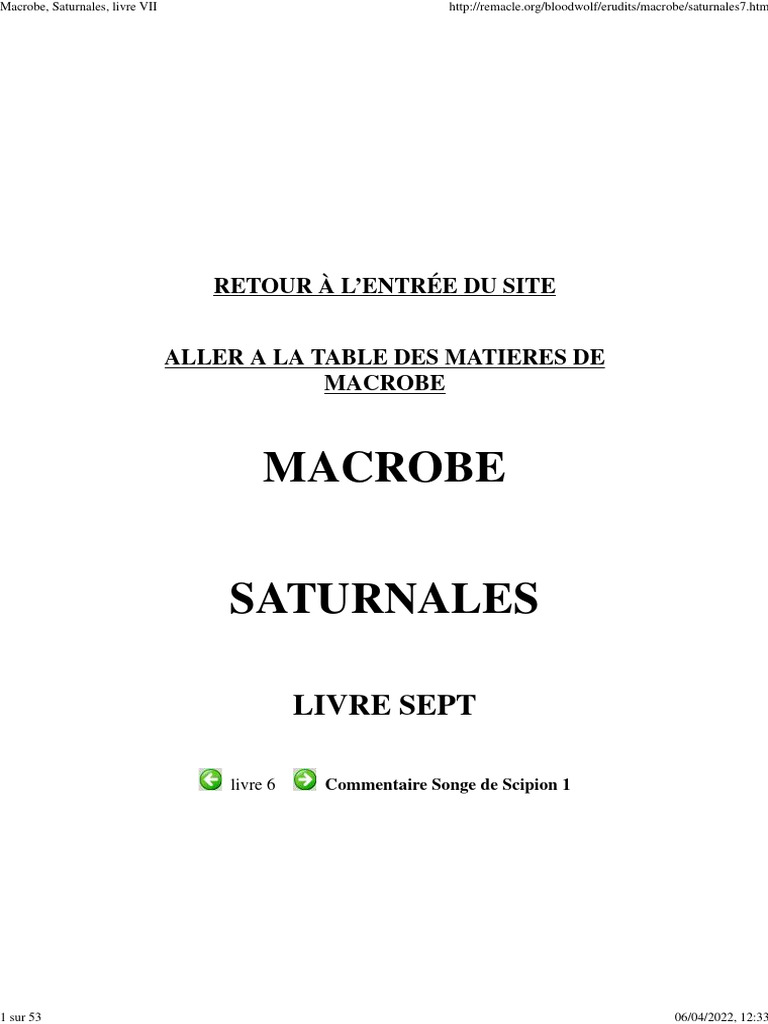 Macrobe - Saturnales - VII | PDF