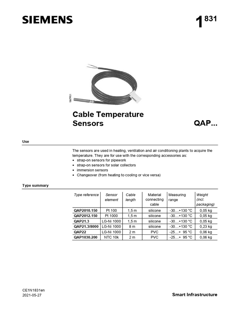 9922 - Cable Temperature Sensor QAP22 - en | PDF