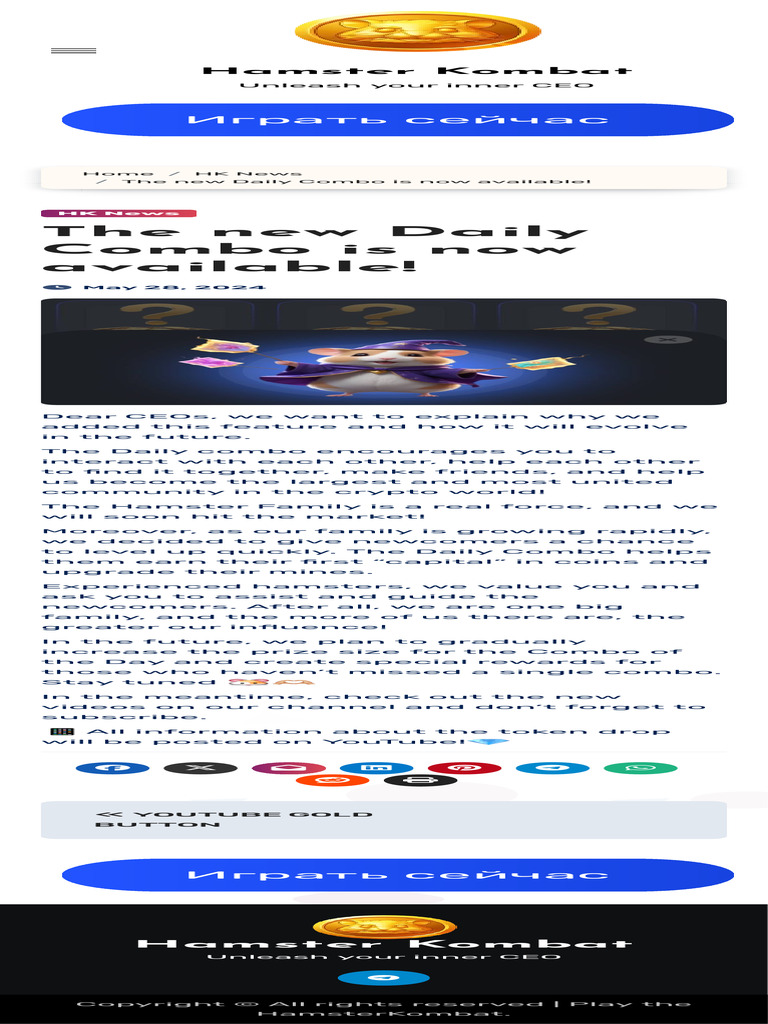 The New Daily Combo Is Now Available! - Hamster Kombat | PDF | Games ...