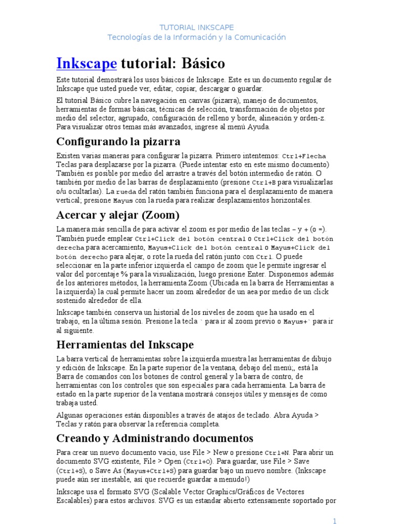 Inkscape Tutorial Pdf Software Informática Y Tecnología De La