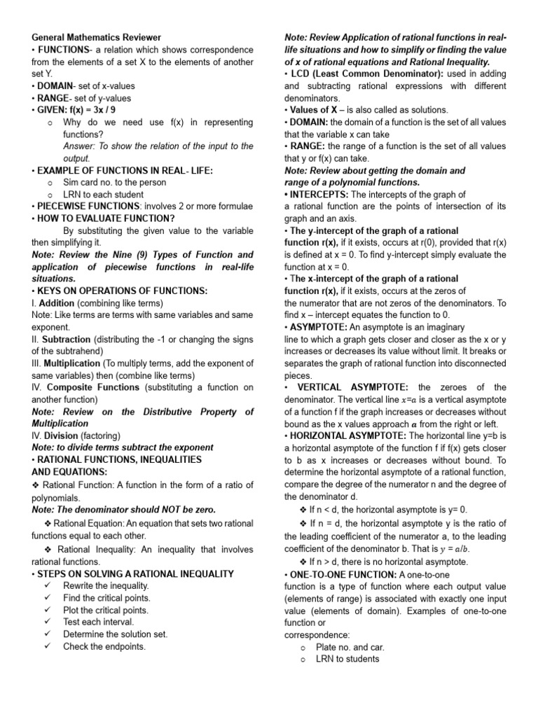Gen Math Reviewer. ALL IS WELL Taylor Swift. | PDF