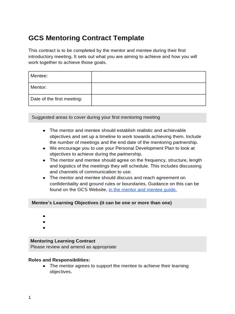 GCS Mentoring Contract | PDF