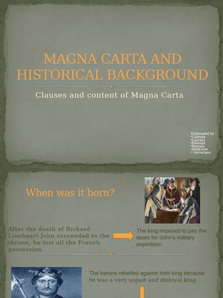Magna Charta and Historical Background | PDF