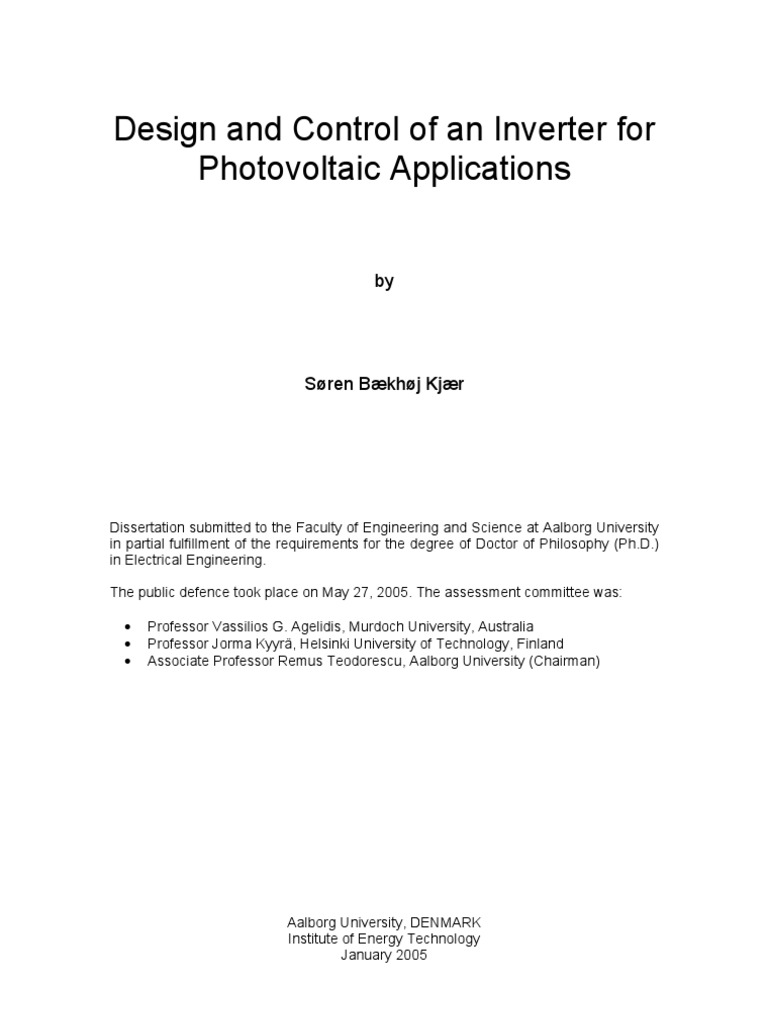 Design and Control of An Inverter For PV Apps | PDF | Photovoltaics ...