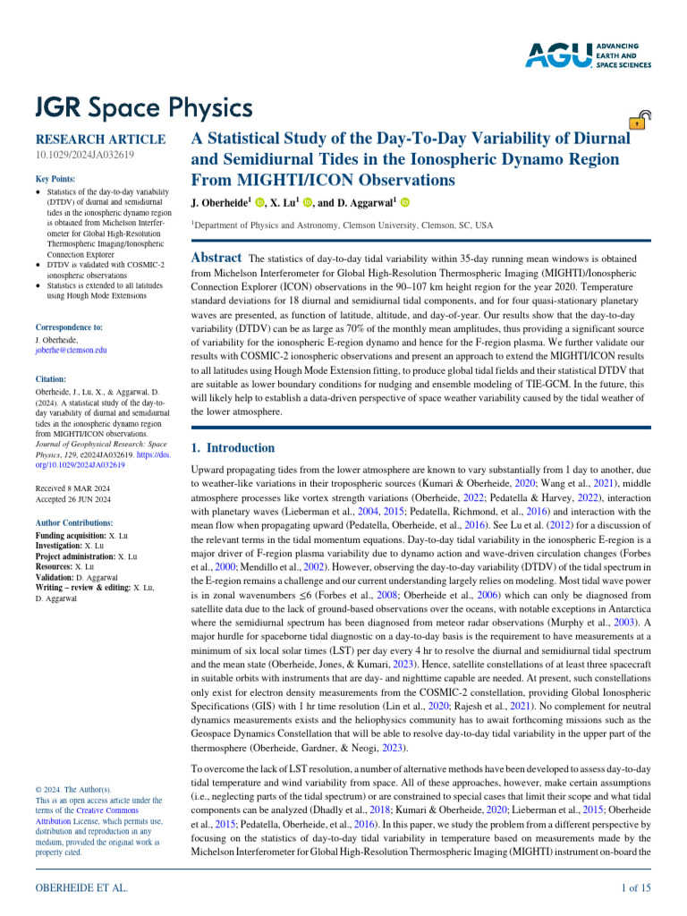 A Statistical Study of The Day-To-Day Variability | PDF