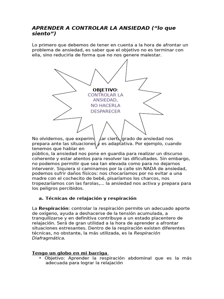 Aprender A Controlar La Ansiedad | PDF
