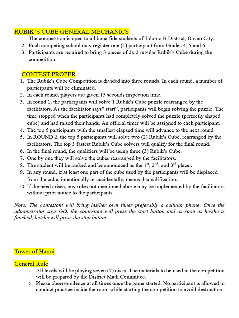 District Math Competition Mechanics | PDF
