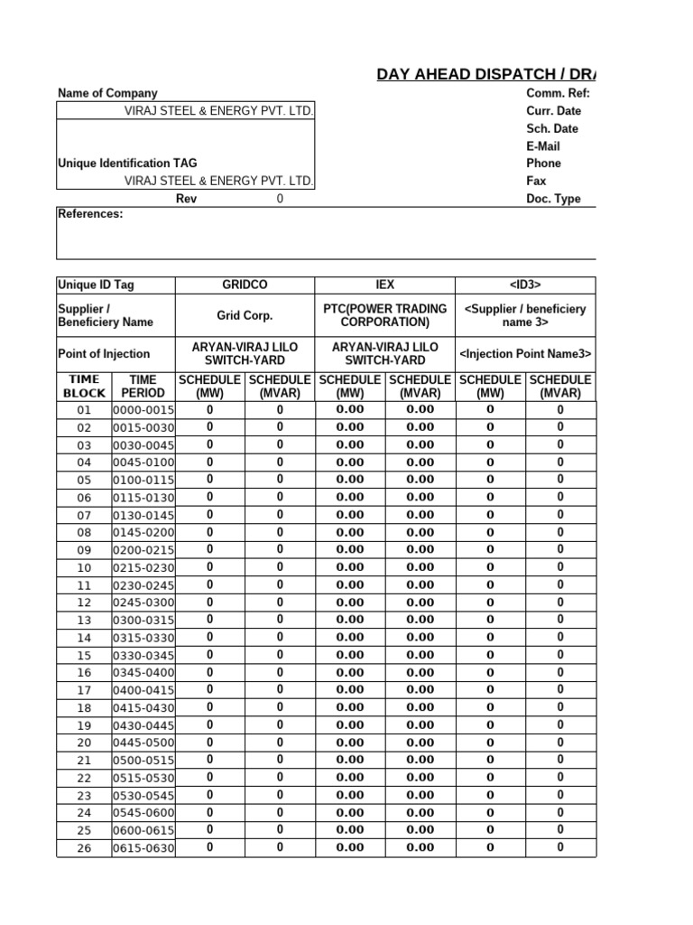 Power Dispatch Schedule | PDF
