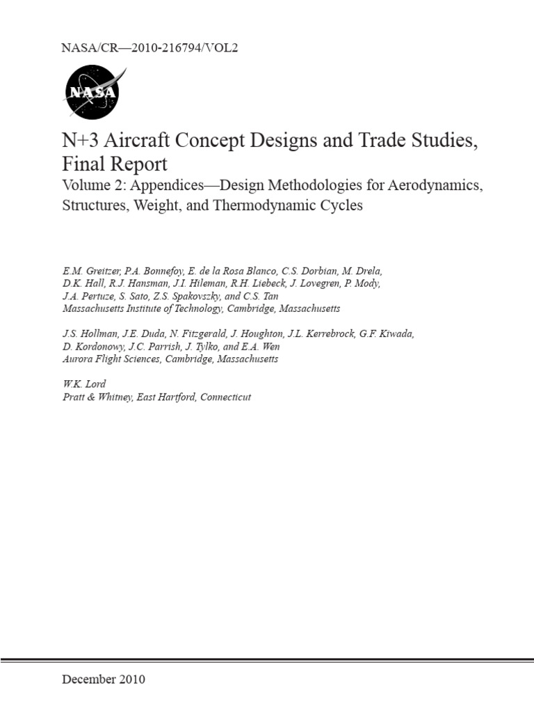 N+3 Aircraft Concept Designs and Trade Studies, Final Report | PDF