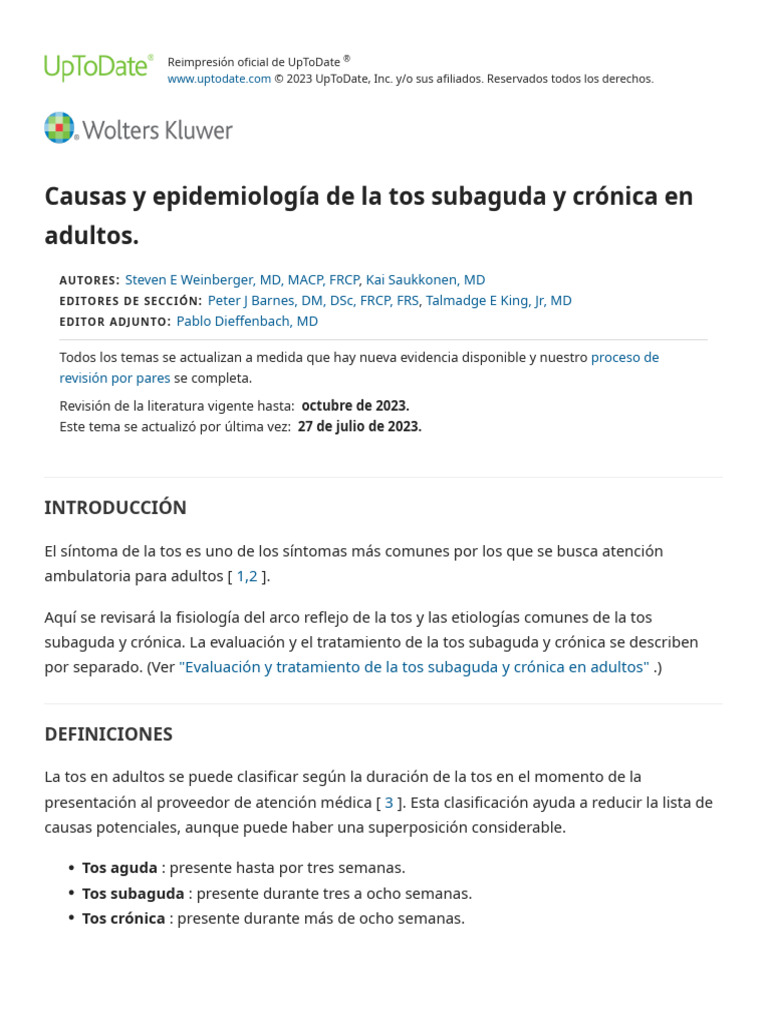 Causas y Epidemiología de la Tos Crónica | PDF | Tos | Relaciones ...
