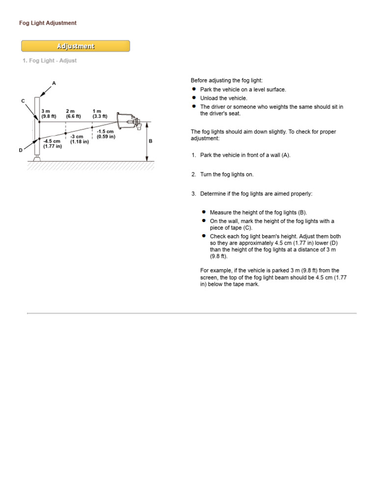 Fog Light Adjustment | PDF