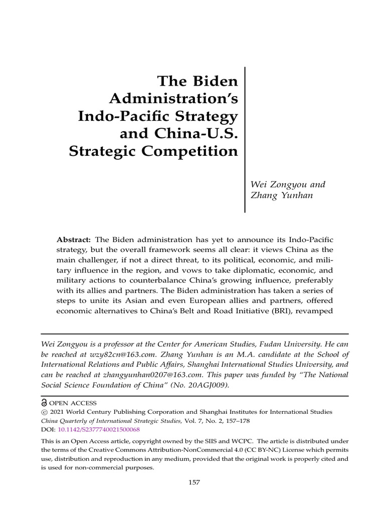 The Biden Administration S Indo Pacific Strategy and China U S ...