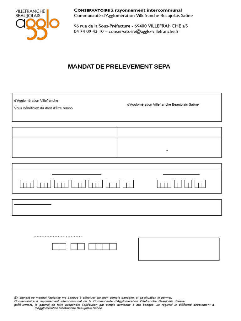 Mandat SEPA - Inscriptions | PDF