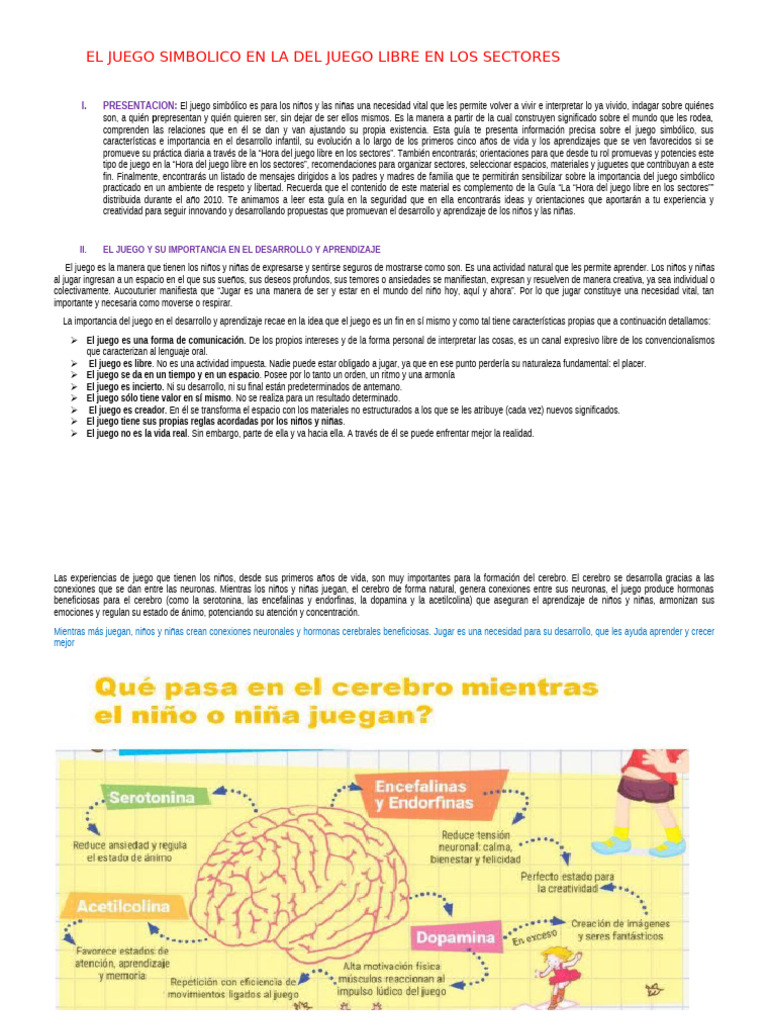 El Juego Simbolico en El Juego Libre de Los Sectores | PDF