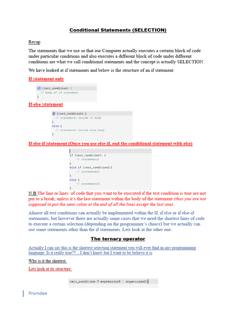 The Ternary Operator Pdf