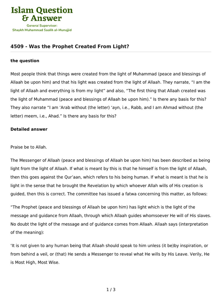 Answer 4509 | PDF | Prophets And Messengers In Islam | Religion ...