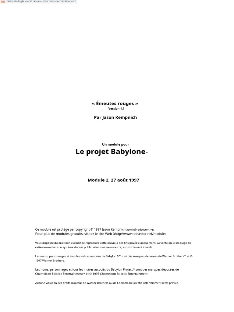 Babylon 5 - Émeutes Rouges | PDF