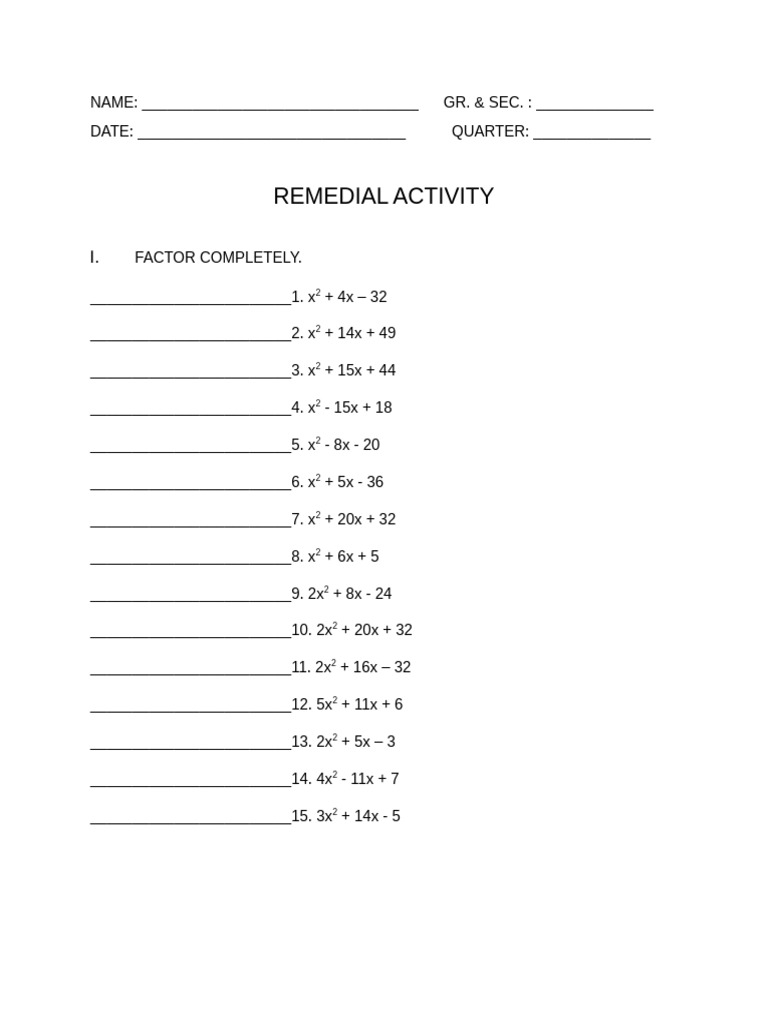 2nd Quarter Activities - Math8 | PDF