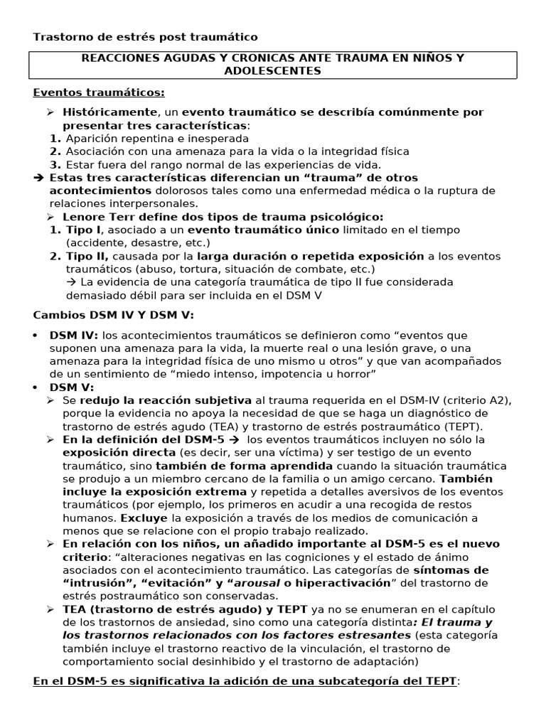 Trastorno de Estrés Post Traumático | PDF