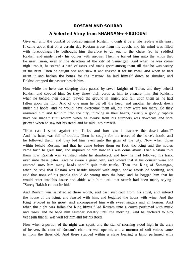 Rostam And Sohrab Pdf