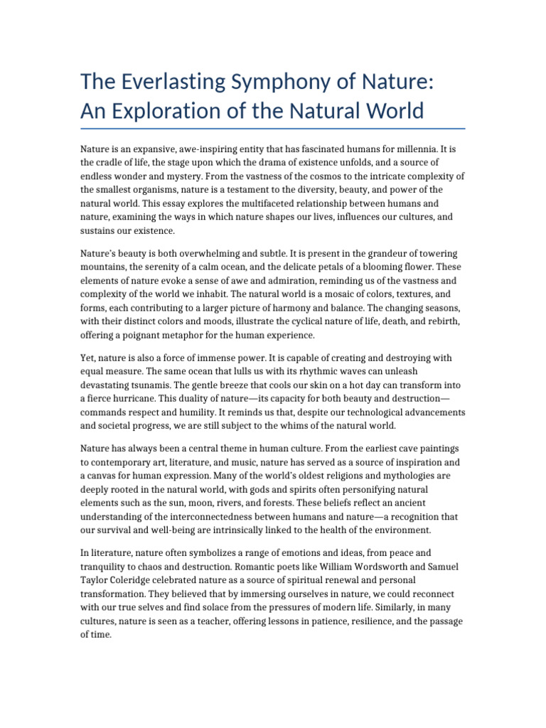 Nature Essay | PDF | Sustainability | Science & Mathematics