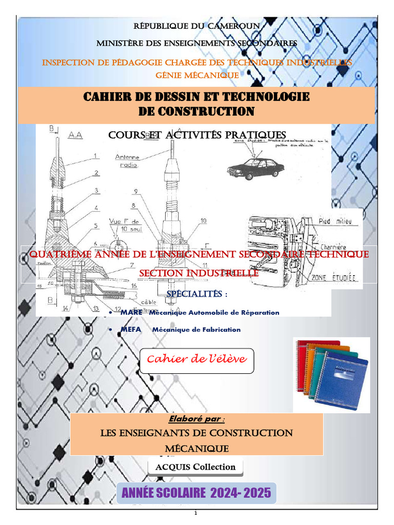 Cahier de Dessin Technique Mécanique | PDF | Pédagogie | Piston