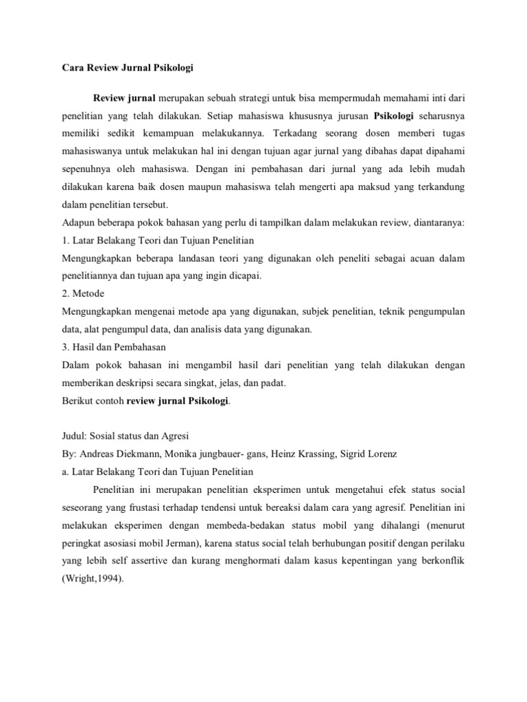 Cara Review Jurnal Psikologi