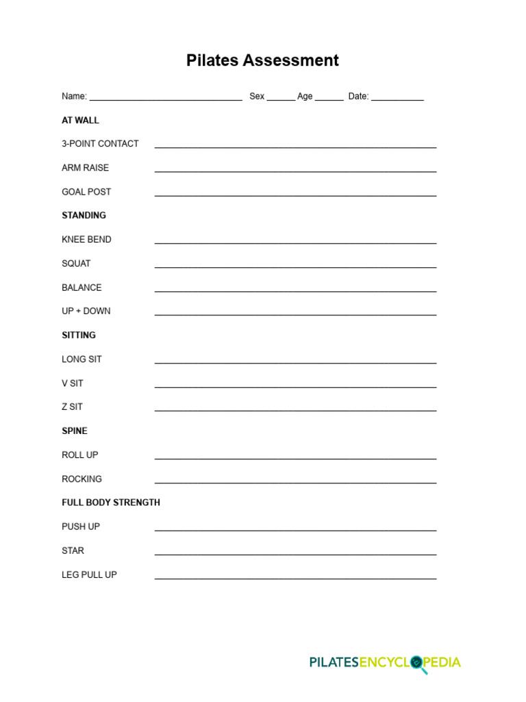 Pilates Assessment 2022 Final | PDF