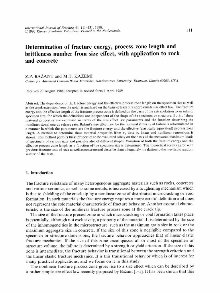 Determination of Fracture Energy, Process Zone Longth and Brittleness ...