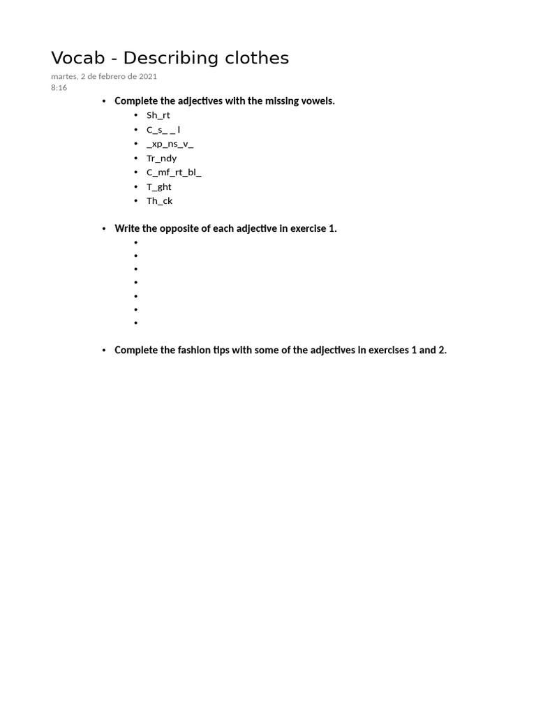Describing Clothes | PDF